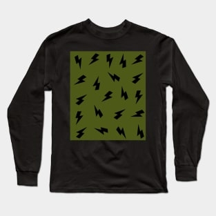 Black Lightning, Thunder, Bolts on Olive Green iPhone Case Long Sleeve T-Shirt